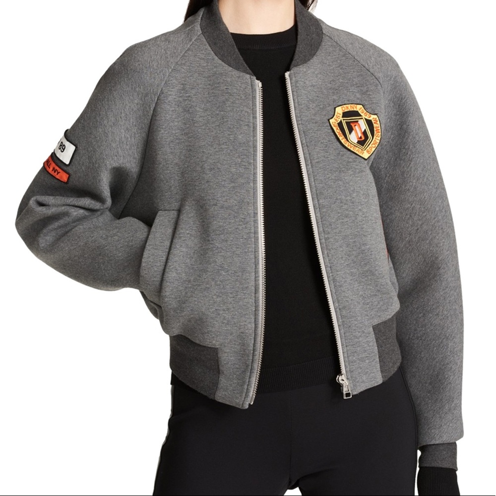 DKNY Patched Bomber Jacket